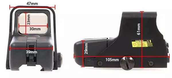 viseur holographique holosight 551 asg noir point rouge vert 16833 dimensions airsoft 1 optimized